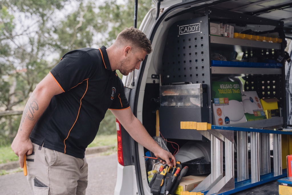 Licensed Kirrawee electrician working on a residential job